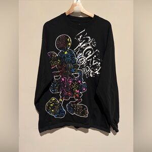 Disney Mickey Mouse graffiti Black Long Sleeve with Colorful Graphic